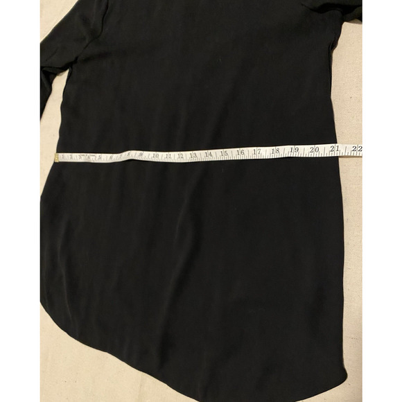 Loft Blouse Womens Size Medium Black Buttons Up Back High Neck Silky Tunic Top - Picture 13 of 15